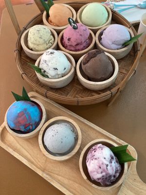 10 different ice cream flavours  at Iconic Ice Cream in Chiang Mai