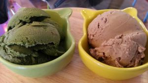 cappuccino and green tea at Iconic Ice Cream in Chiang Mai