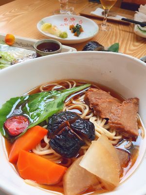 Beef noodles , in delicious soup which is from Taiwan chef  at Twin Lotus Vegetarian Restaurant - Maybe closed in Tianjin