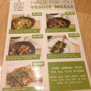veggie menu at The Bean Store - Vo Van Tan in Ho Chi Minh City