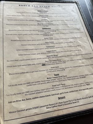 Menu at The Booch Bar in Hilo