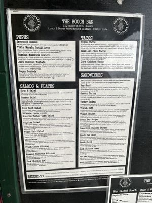 Lunch - dinner menu   at The Booch Bar in Hilo