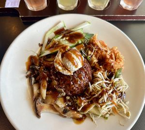 Mushroom bi bim bap, but subbed the egg for a scoop of vegan cheese  at The Booch Bar in Hilo