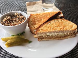 Tempeh reuben with cashew cheese and a side of quinoa  at The Booch Bar in Hilo