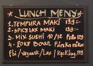 lunch menu at ZenViet in Västra Götalands Län