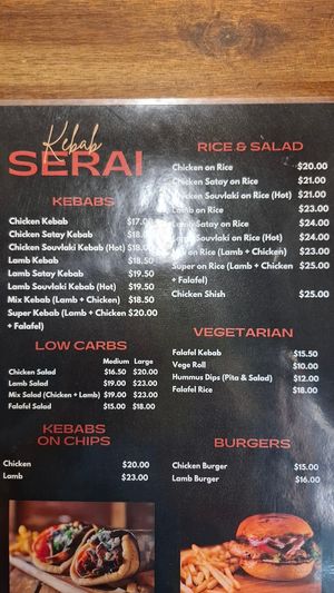 Menu Nov 2025 at Kebab Serai in Auckland