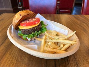 Pam's exclusive protein packed FALAFEL BURGER at Pam's Dine & Grill - パムズ ダイン アンド グリル in Hakone