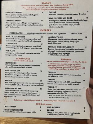 Menu pg 2 at Maui Brewing Co in Kahana
