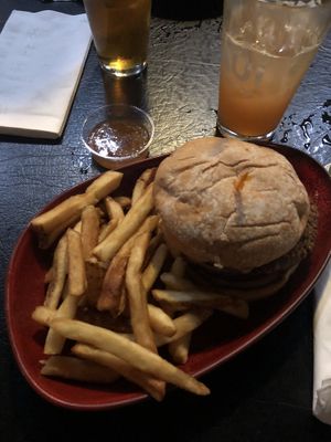 The veggie burger!!! Vegan & proceeds going to a local shelter! at Maui Brewing Co in Kahana