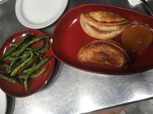 Shishito peppers & samosas at Maui Brewing Co in Kahana