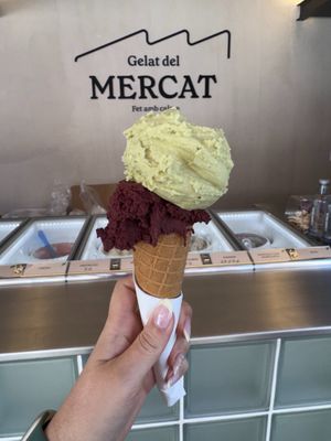 Açai + Matcha (with horchata) at Gelat del Mercat in Valencia