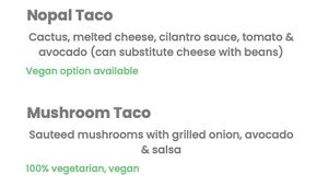 Vegan Options  at The Taco Stand in Laguna Beach