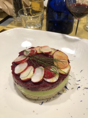 Quinoa with avocado and beetroot   at Lo Fai in Piacenza