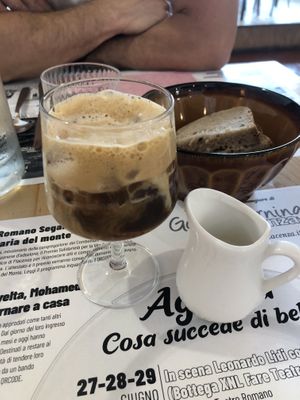 decaf iced americano with soy milk   at Lo Fai in Piacenza