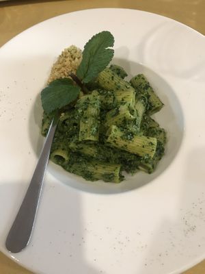 Pasta al pesto at Lo Fai in Piacenza