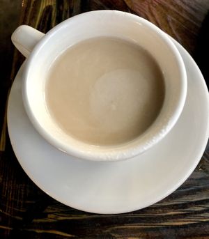 Herbal Coffee (tea with almond milk) at Mesa Verde in Santa Barbara