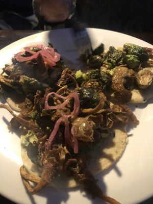 Mushroom Brussel sprout taco at Mesa Verde in Santa Barbara