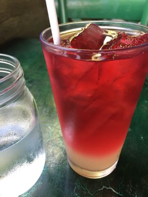 Pink Rose Lemonade. It’s actually with Hibiscus, but I highly recommend. at Mesa Verde in Santa Barbara