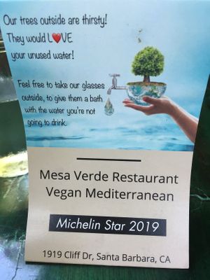 The outside patio is lined with trees, for some privacy from the front parking lot. at Mesa Verde in Santa Barbara