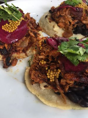 Street tacos come in a generous portion of three. These are delicious; highly recommend these for your first visit! at Mesa Verde in Santa Barbara