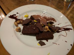 chocolate cake at Mesa Verde in Santa Barbara