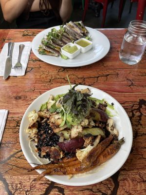 plant bowl and quesadillas   at Mesa Verde in Santa Barbara