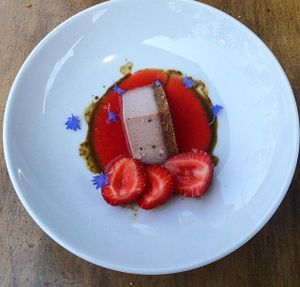Strawberry Cheesecake. Almond. Vanilla. Basil. Vegan/Gluten Free  at Mesa Verde in Santa Barbara