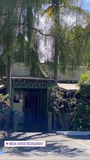 Outside covered seating in front  at Mesa Verde in Santa Barbara