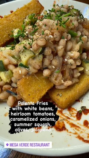 Crispy polenta. Yummy!  at Mesa Verde in Santa Barbara