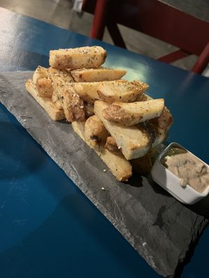 Triple fried obsessively stacked fries  at Mesa Verde in Santa Barbara