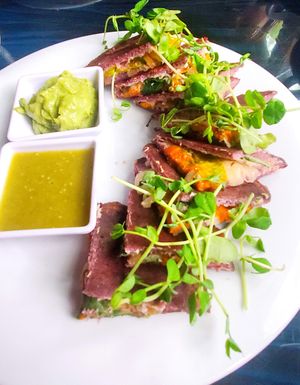 SQUASH BLOSSOM QUESADILLAS!! Amazing at Mesa Verde in Santa Barbara