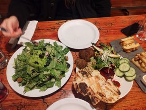 sad Cesar salad and Mediterranean Bowl at Mesa Verde in Santa Barbara