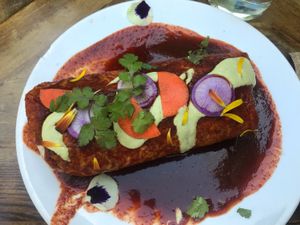 Impossibl(y huge) Burger Burrito! at Mesa Verde in Santa Barbara