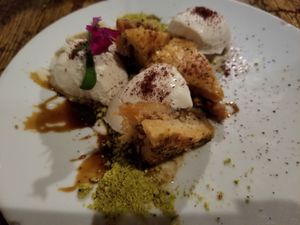 Baklava & Ice Cream - Vegan & Wow! Must try.  at Mesa Verde in Santa Barbara