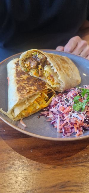 Mock beef wrap at Soul Bowl in London