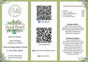 Menu as of March 2026 at Soul Bowl in London