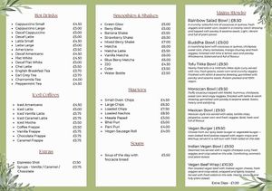 Menu as of March 2026 at Soul Bowl in London