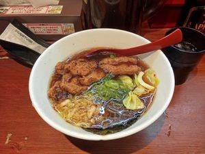Vegan Ramen W/ Soy Sauce Soup. at Kyushu Jangara Akihabara in Tokyo