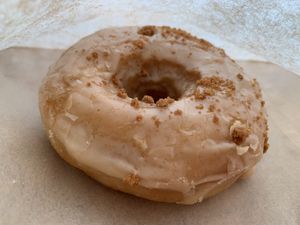 Biscoff donut  at Power Plant Cafe in Plymouth