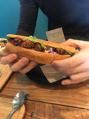 Bbq tempura baguette   at Power Plant Cafe in Plymouth