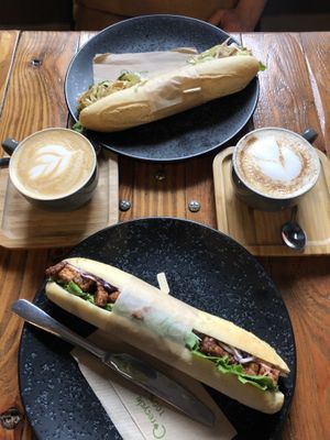 Cajun "Chicken“ and Tempeh BBQ Sandwiches  at Power Plant Cafe in Plymouth