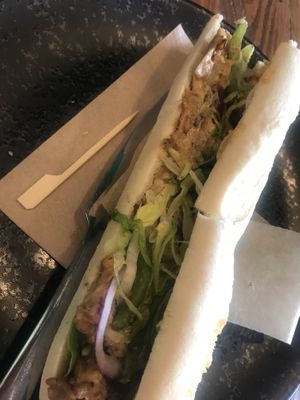 Cajan chicken baguette   at Power Plant Cafe in Plymouth