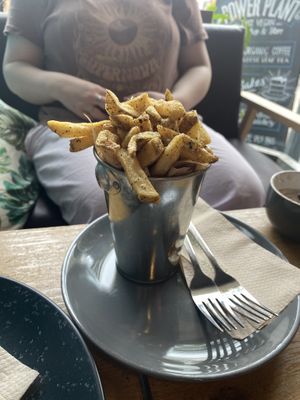 Garlic fries   at Power Plant Cafe in Plymouth