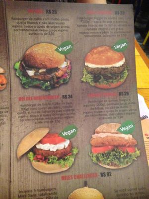Options of vegan burgers. at Jazz Resto e Burgers in Sao Paulo