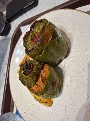 Stuffed peppers with rice at SKG - eatgreek in Thessaloniki