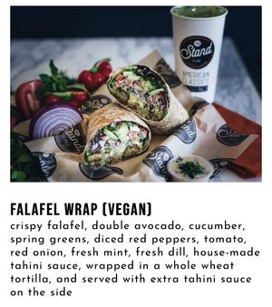 Vegan Falafel Wrap (Best falafel I’ve ever had)  at The Stand - American Classics Redefined in Rancho Santa Margarita