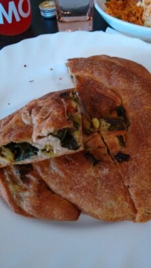 potato and spinach bread at Kiez Vegan - Kortestrasse in Berlin