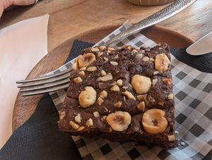 Hazelnut chocolate brownie at Roasters - Artisan Cafe in Edinburgh
