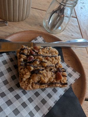 Maple pecan flapjack at Roasters - Artisan Cafe in Edinburgh