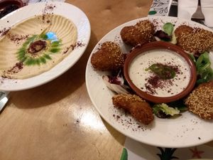 Hummus and falafel! at Malak in Santiago De Compostela
